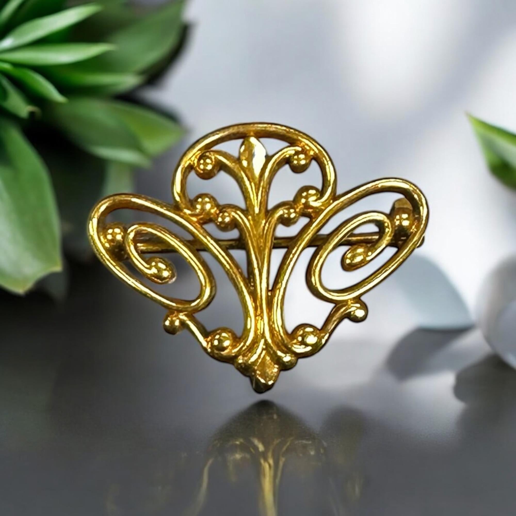 Art Nouveau Elegant Gold Filled Watch Pin