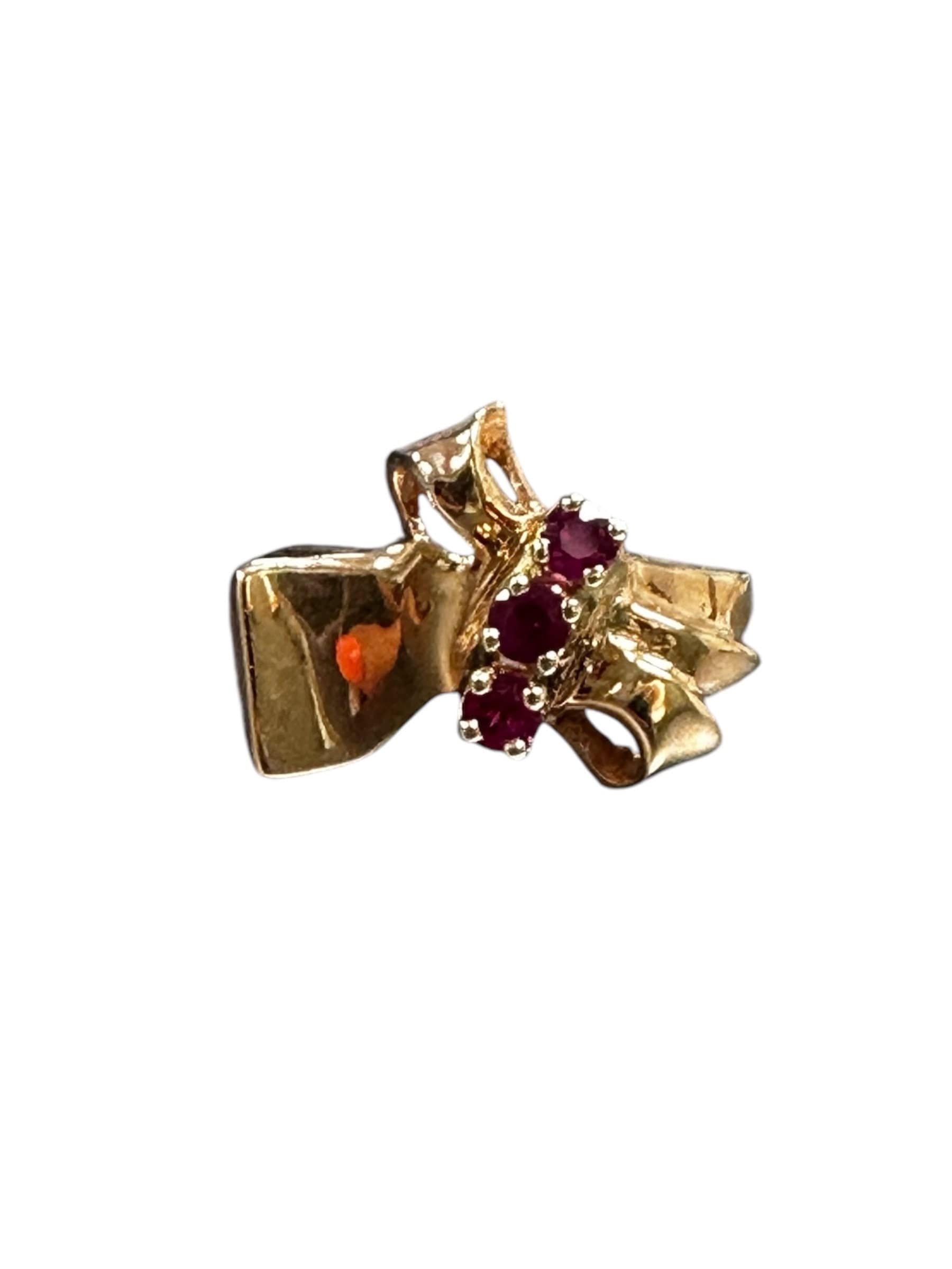 Retro 14k Rose Gold Ruby Ring - July Birthstone
