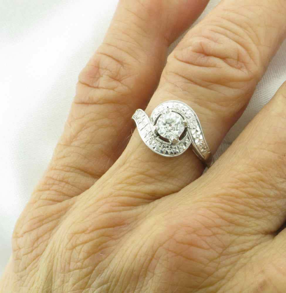 1950's Old European Cut Diamond Engagement Ring - 0.50 Carat Cocktail Ring