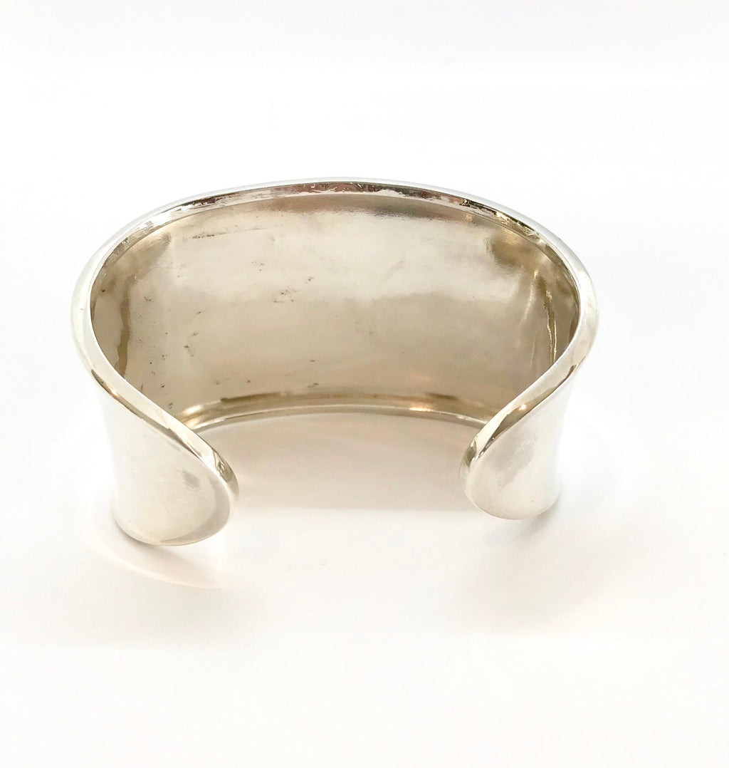 Sterling Silver Cuff Bracelet: Pear Amethyst, Stamped Mexico