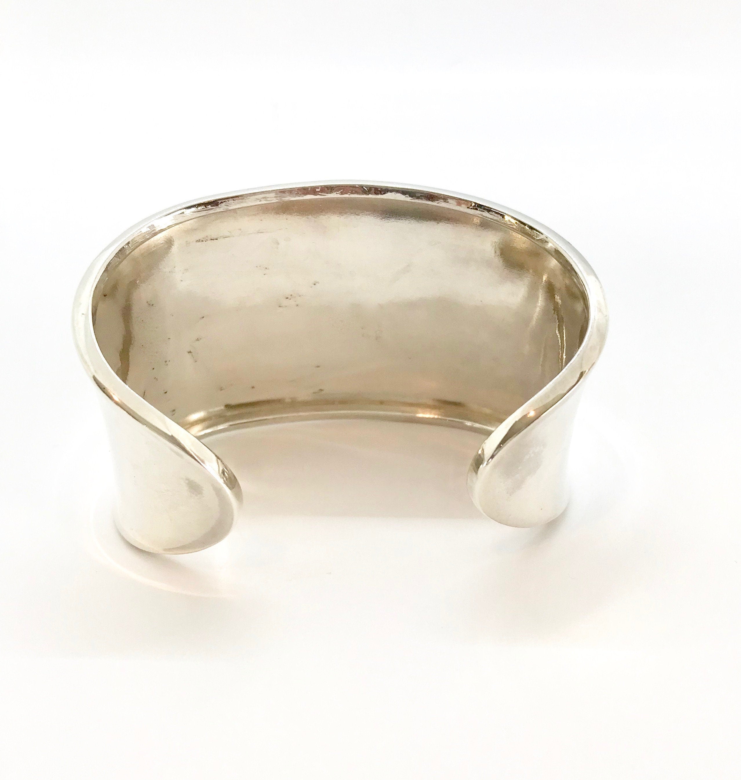 Sterling Silver Cuff Bracelet: Pear Amethyst, Stamped Mexico