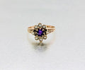 Victorian 10k Yellow Gold Amethyst Pearl Ring: February Birthstone