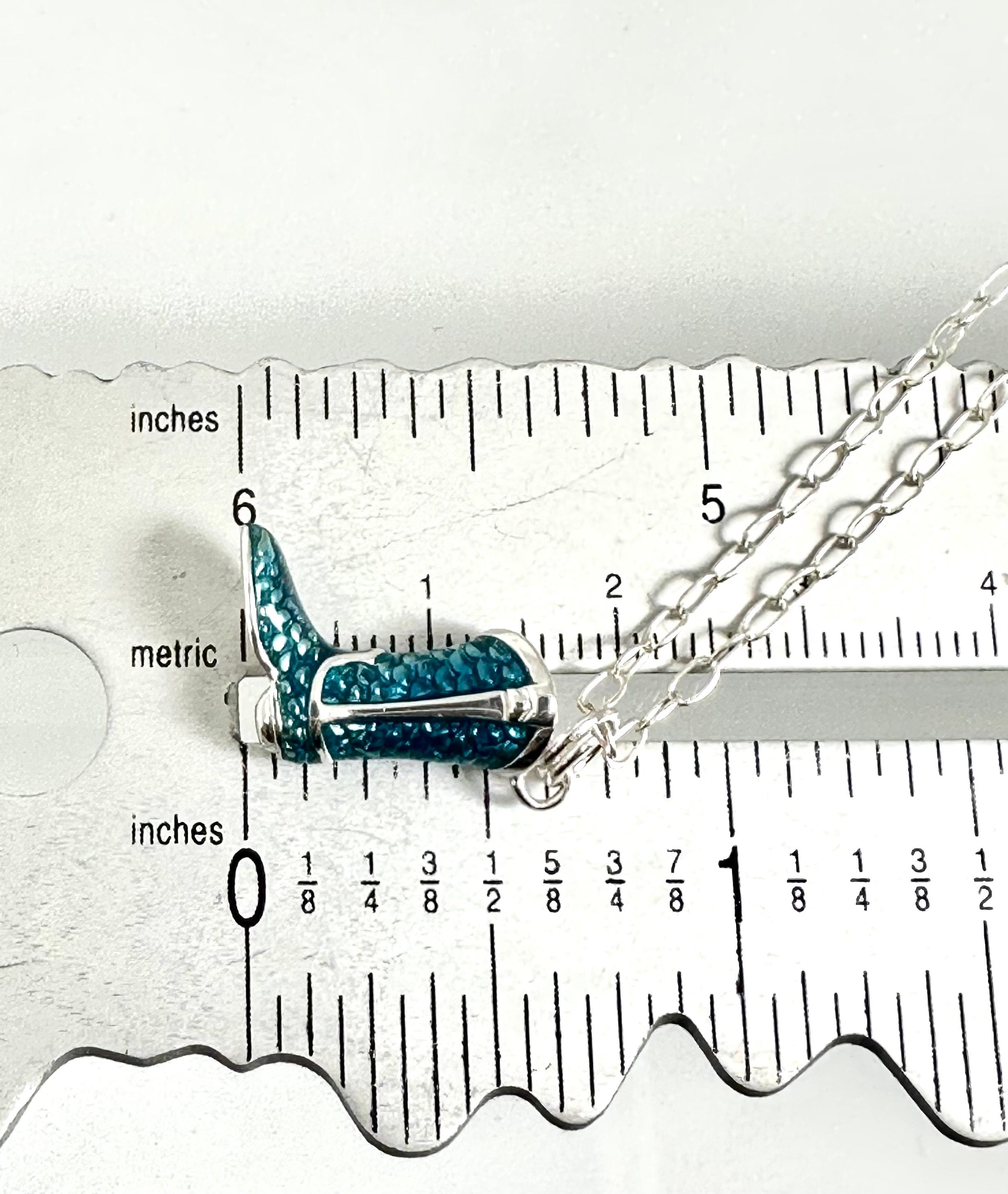 Enamel Cowboy Boot Necklace: Sterling Silver Western Pendant