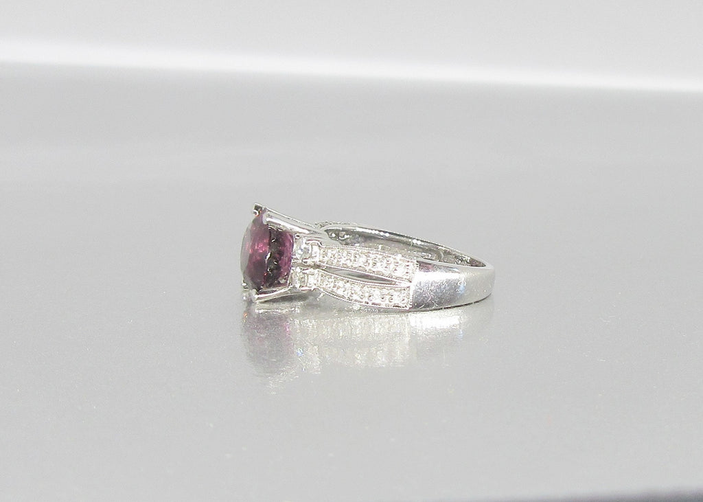 Vintage 14K White Gold Pink Tourmaline and Diamond Ring