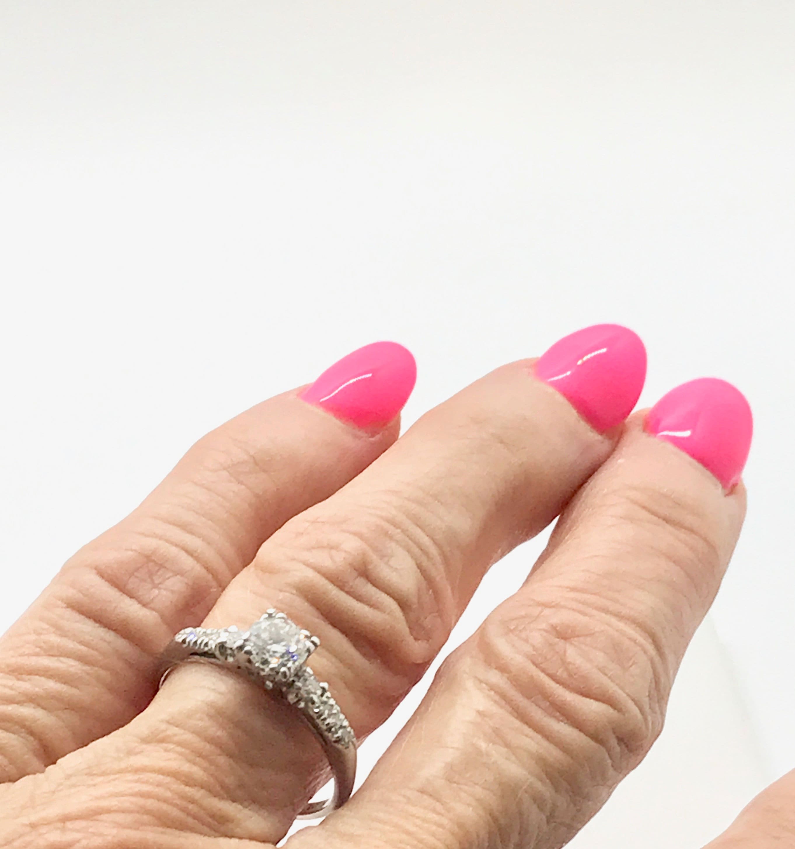 Half Carat Diamond Platinum Engagement Ring: Mid Century Vintage Style