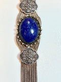 Vintage Sterling Silver Lapis Lazuli Tassel Necklace