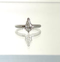 Diamond Engagement Ring-14 Karat White Gold Genuine Pear Shape Diamond-Estate Solitaire Style Ring