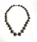 Vintage Sterling Silver Black Onyx Marcasite Link Necklace