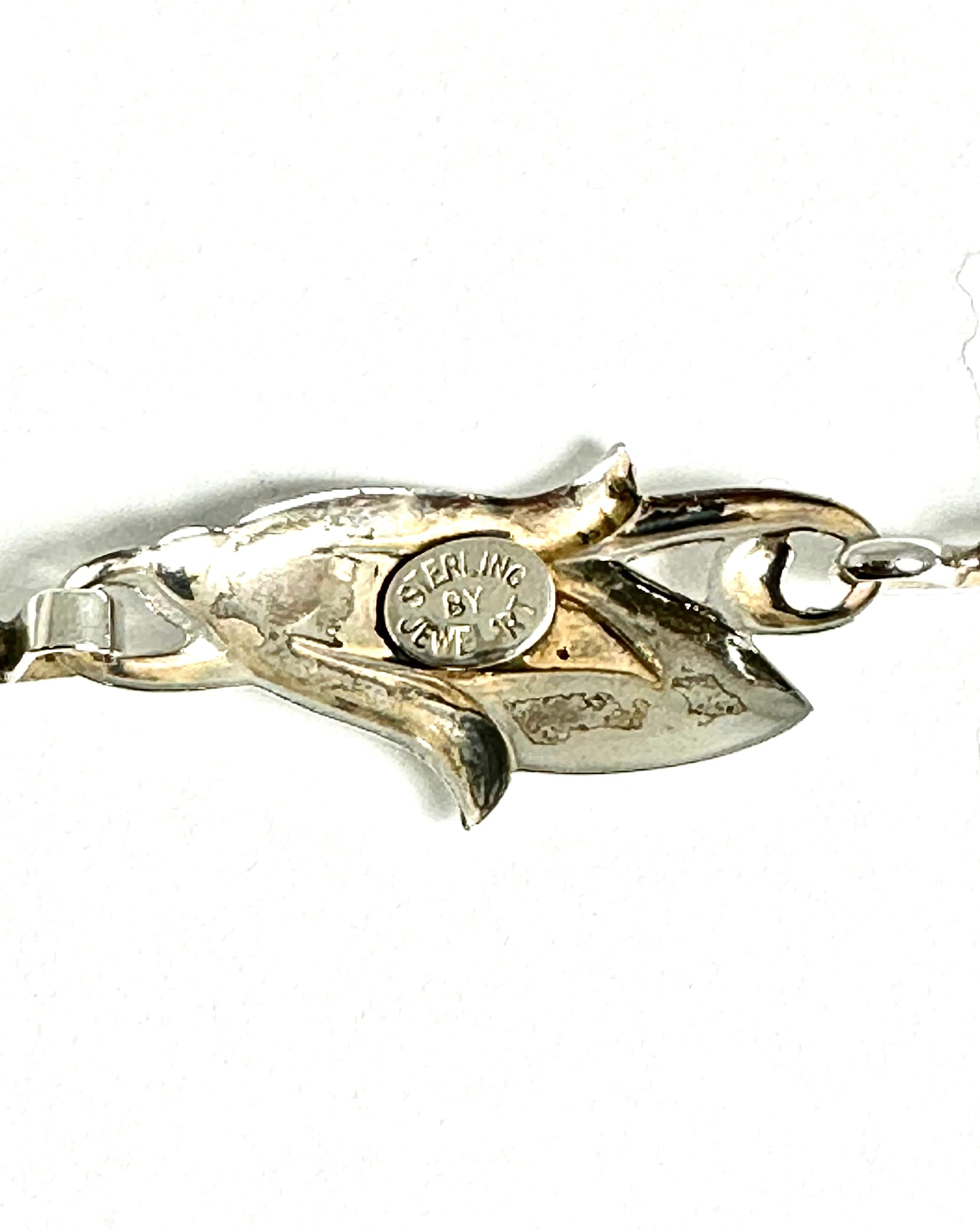 Vintage Sterling Silver Floral Design Link Bracelet by Jewel Art