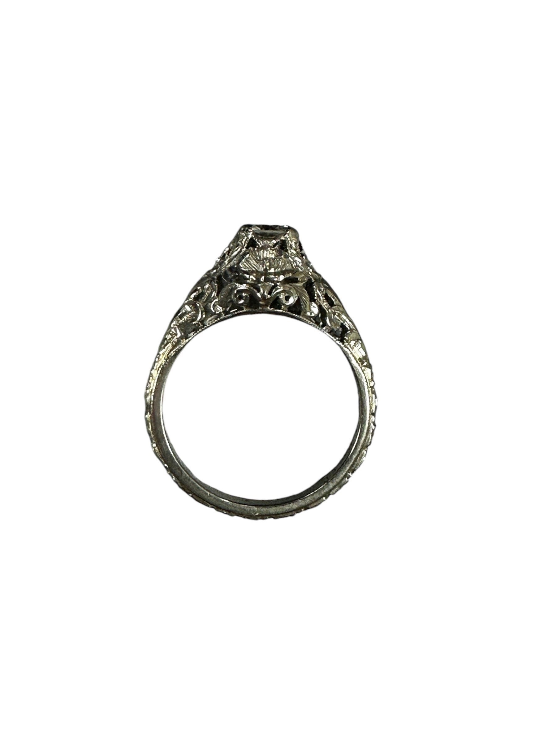 European Cut Diamond Filigree Ring - Vintage Sparkle for Her Finger