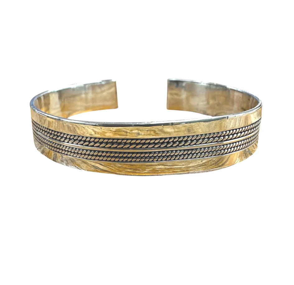 Vintage Sterling Silver Braid Design Cuff Bracelet