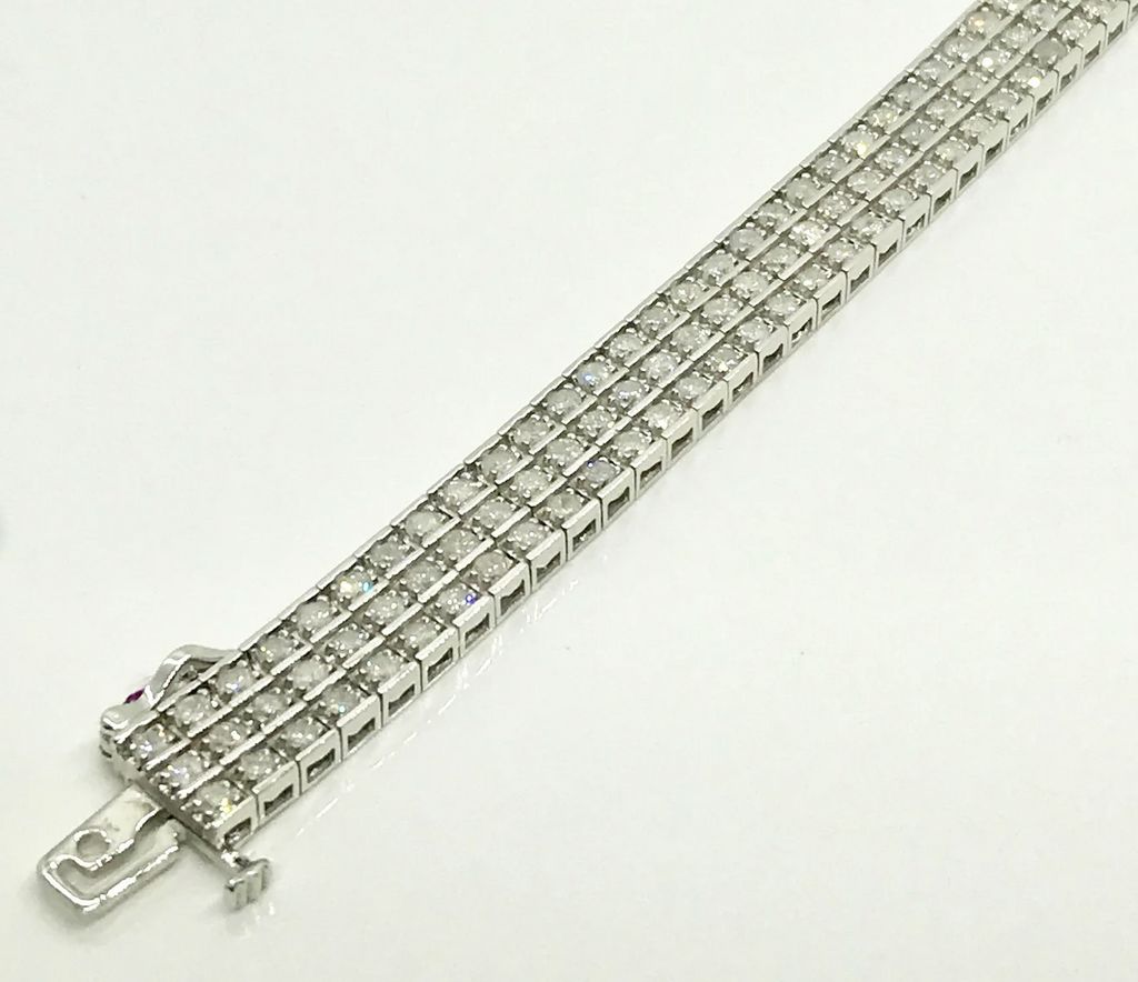 Vintage 8 Carat Diamond Tennis Bracelet: 14k White Gold