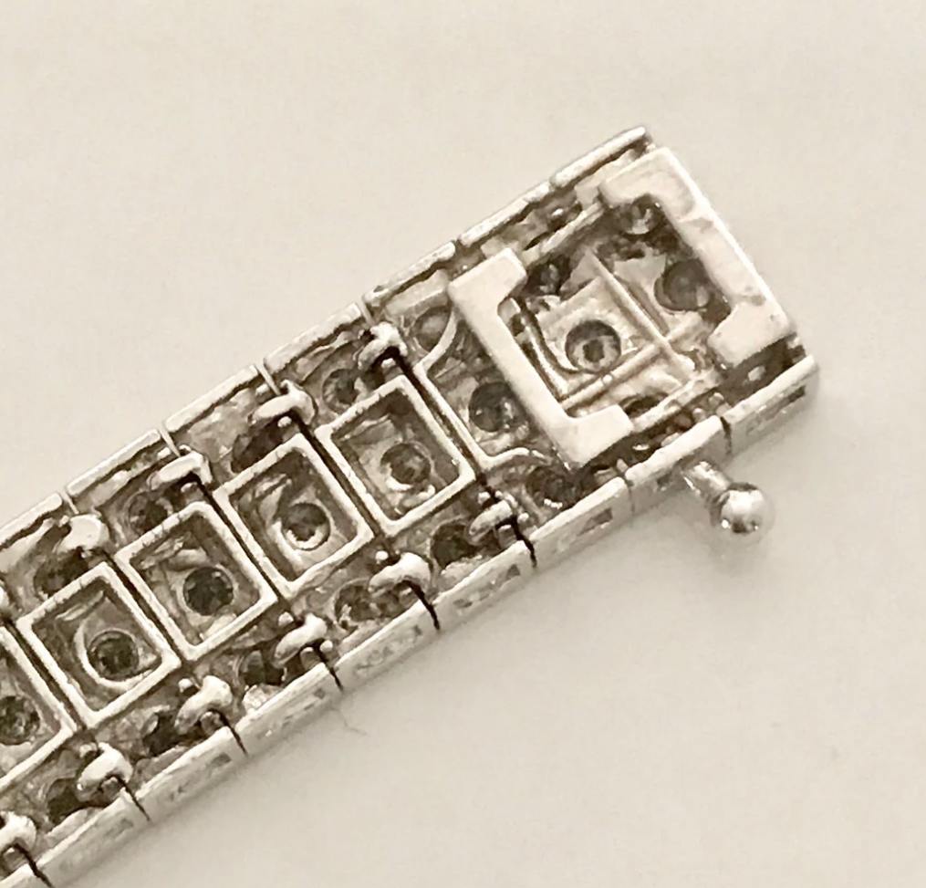Vintage 8 Carat Diamond Tennis Bracelet: 14k White Gold