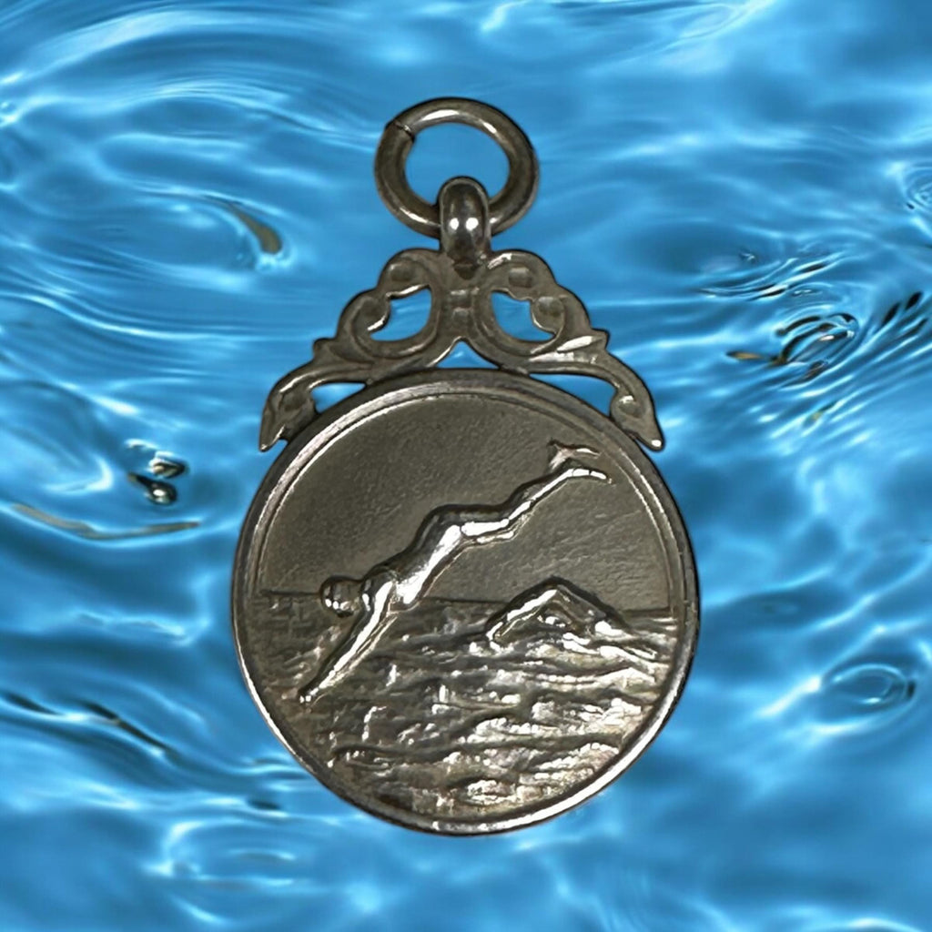 Personalized Sterling Silver Hallmarked Medal for Swim/Dive Enthusiasts