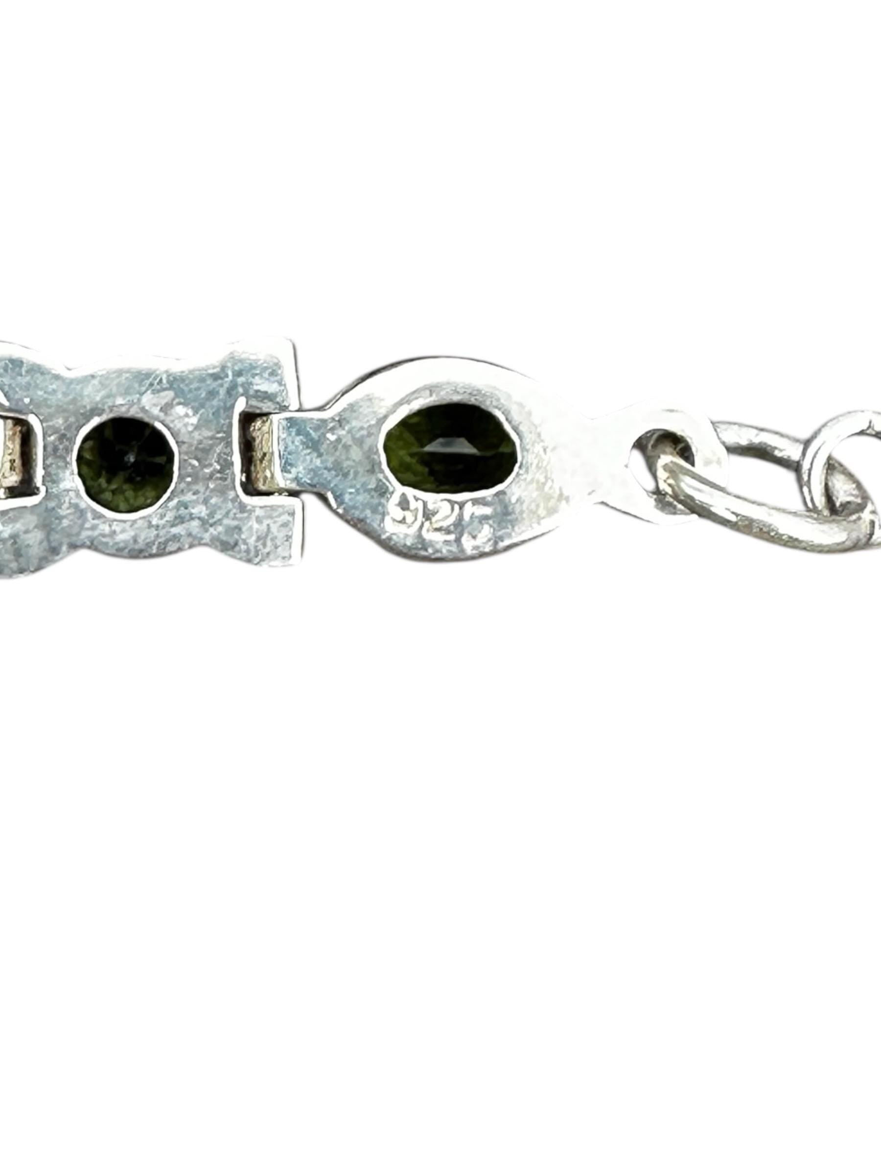 Sterling Silver Peridot Link Bracelet, Gemstone Bracelet