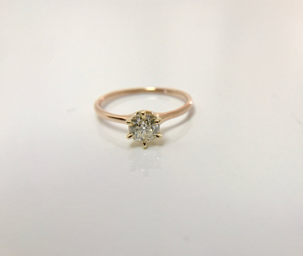 Classic Diamond Solitaire in Yellow Gold - Vintage Style