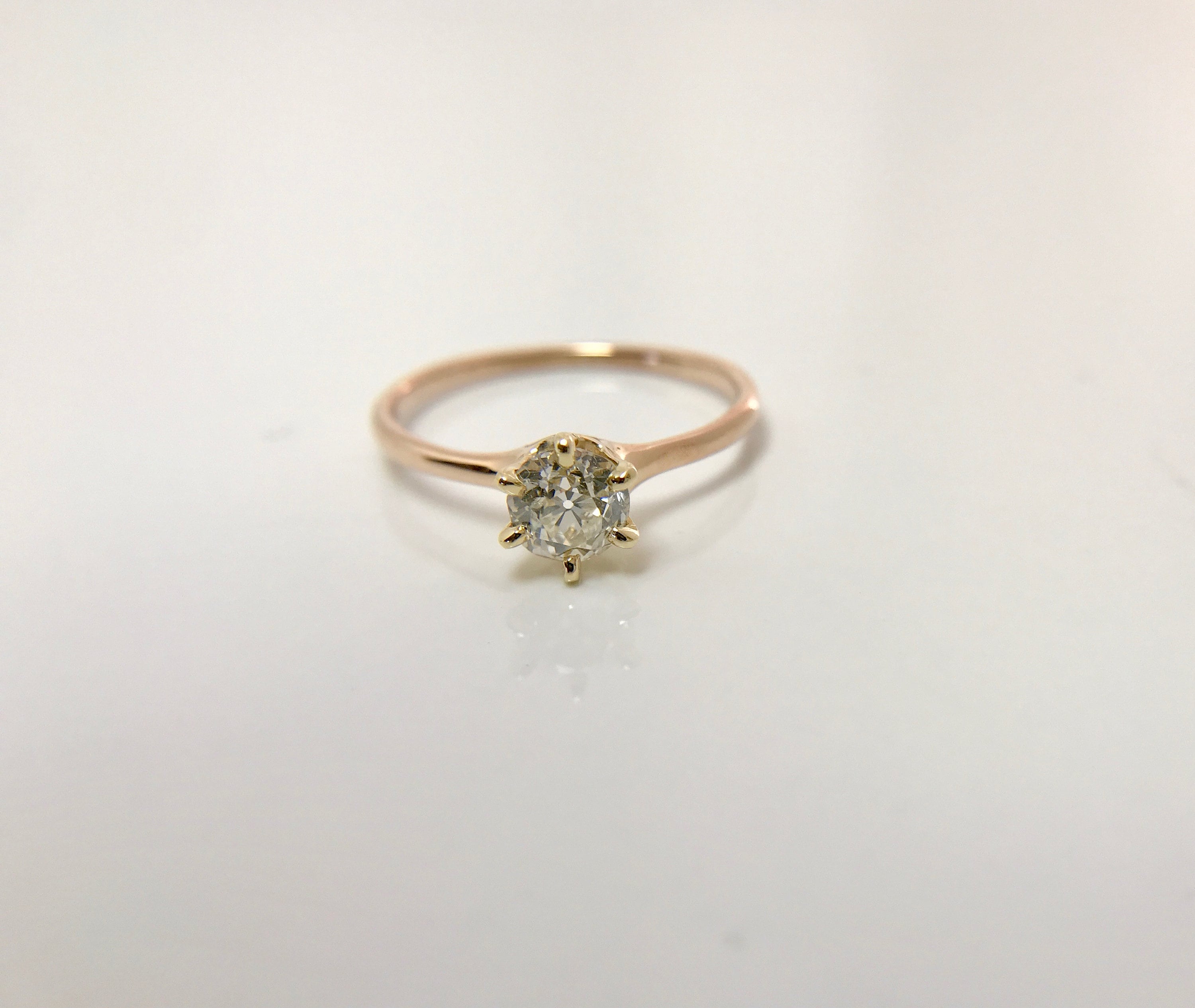 Classic Diamond Solitaire in Yellow Gold - Vintage Style