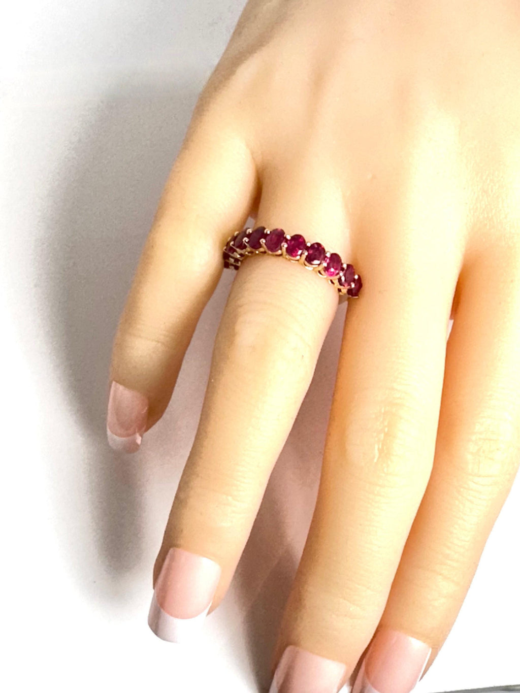 Red and Gold Magic: Vintage 14k Yellow Gold Ruby Band Ring - A Symbol of Love