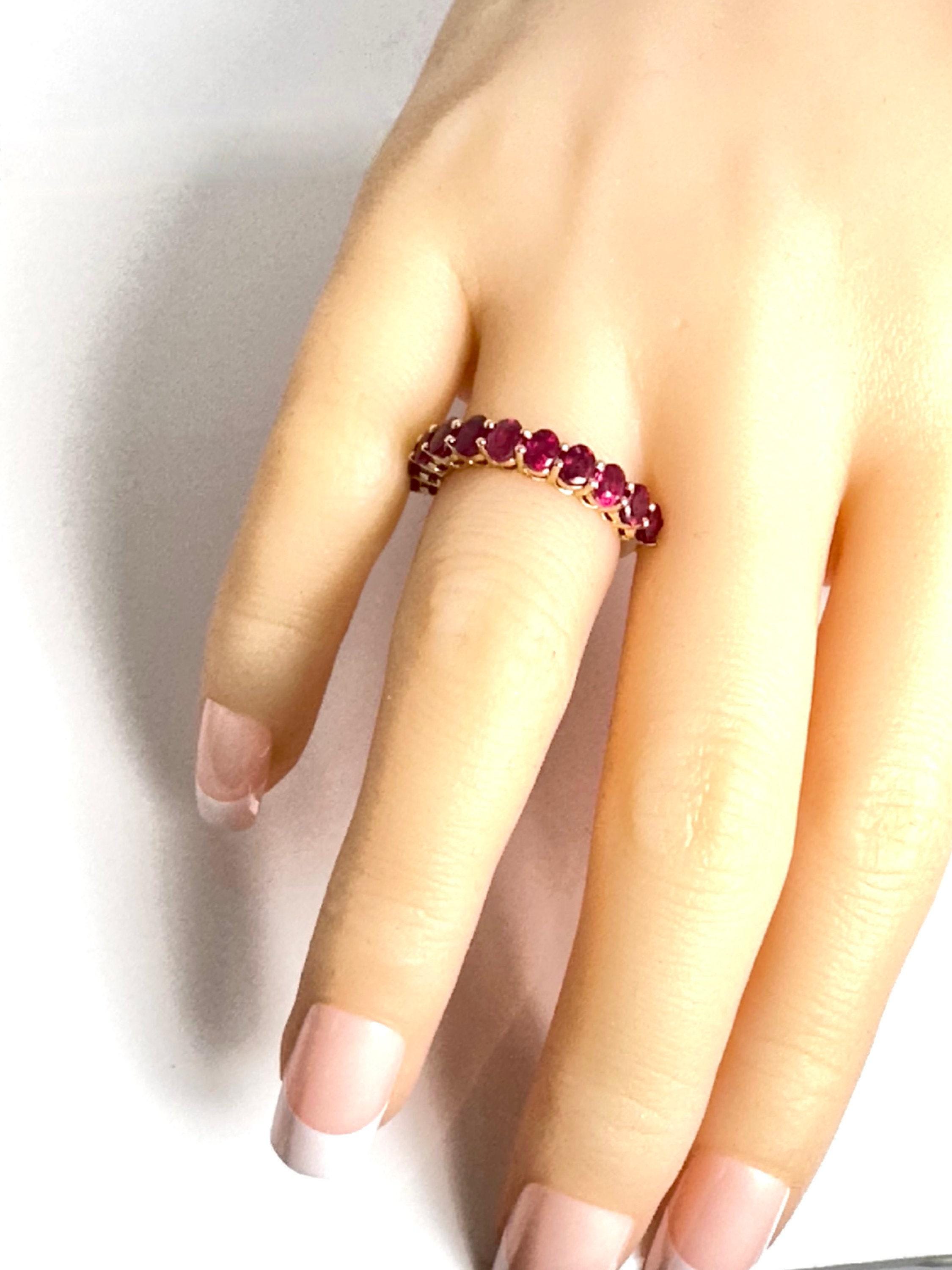 Red and Gold Magic: Vintage 14k Yellow Gold Ruby Band Ring - A Symbol of Love