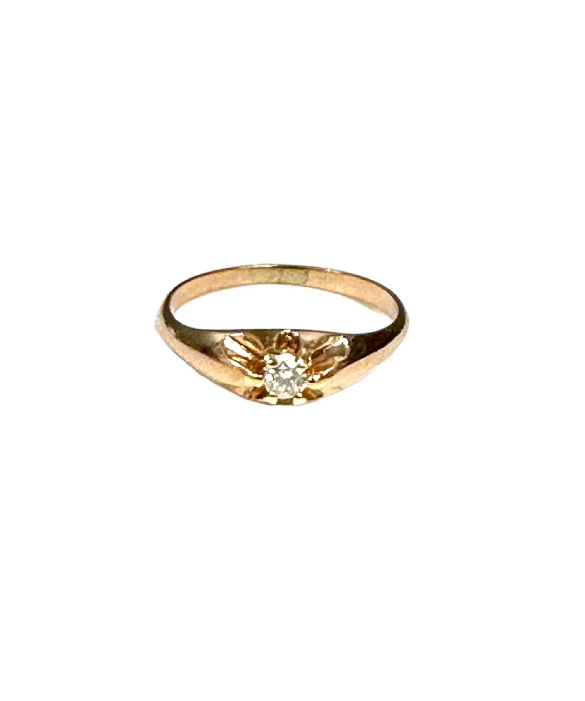Vintage 1925 Belcher Diamond Ring: 10K Yellow Gold Promise Ring