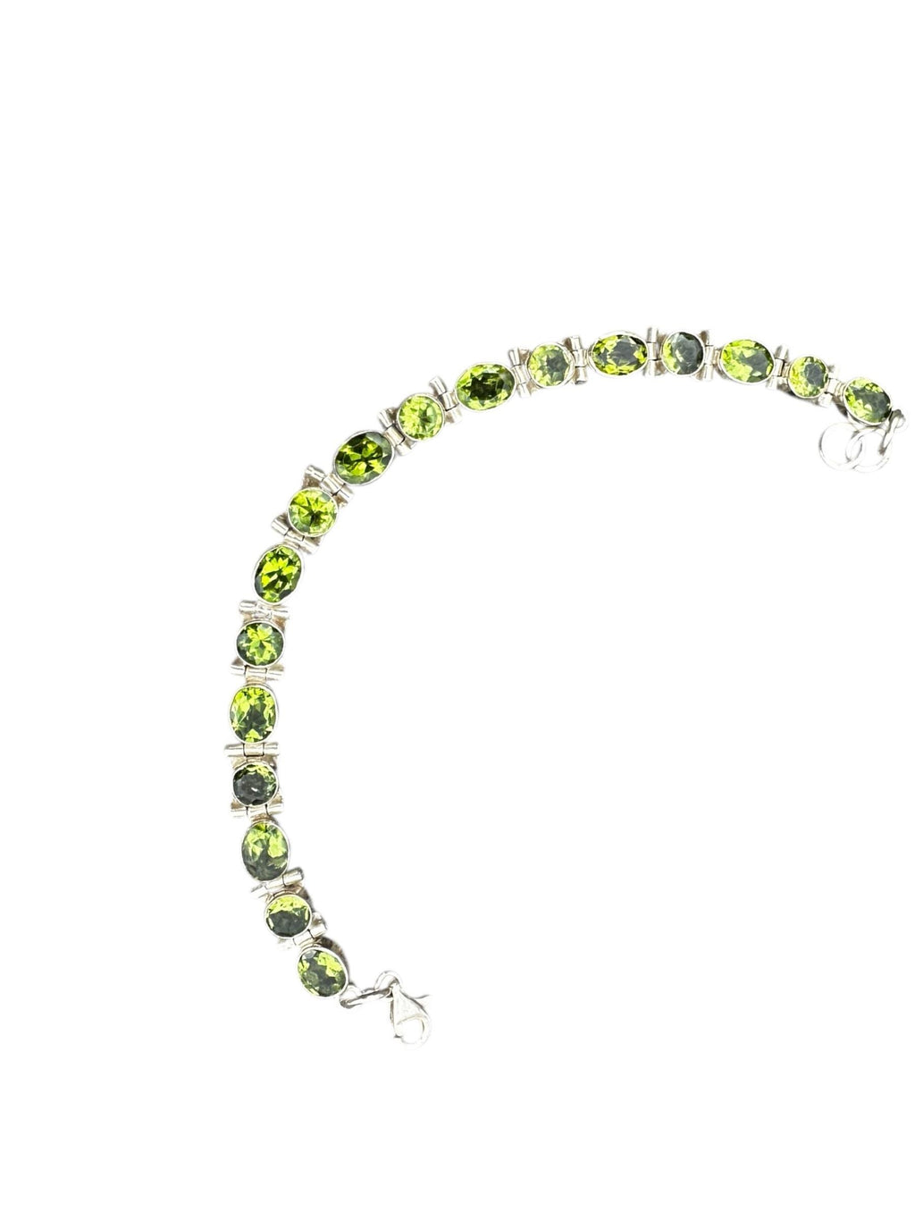 Sterling Silver Peridot Link Bracelet, Gemstone Bracelet