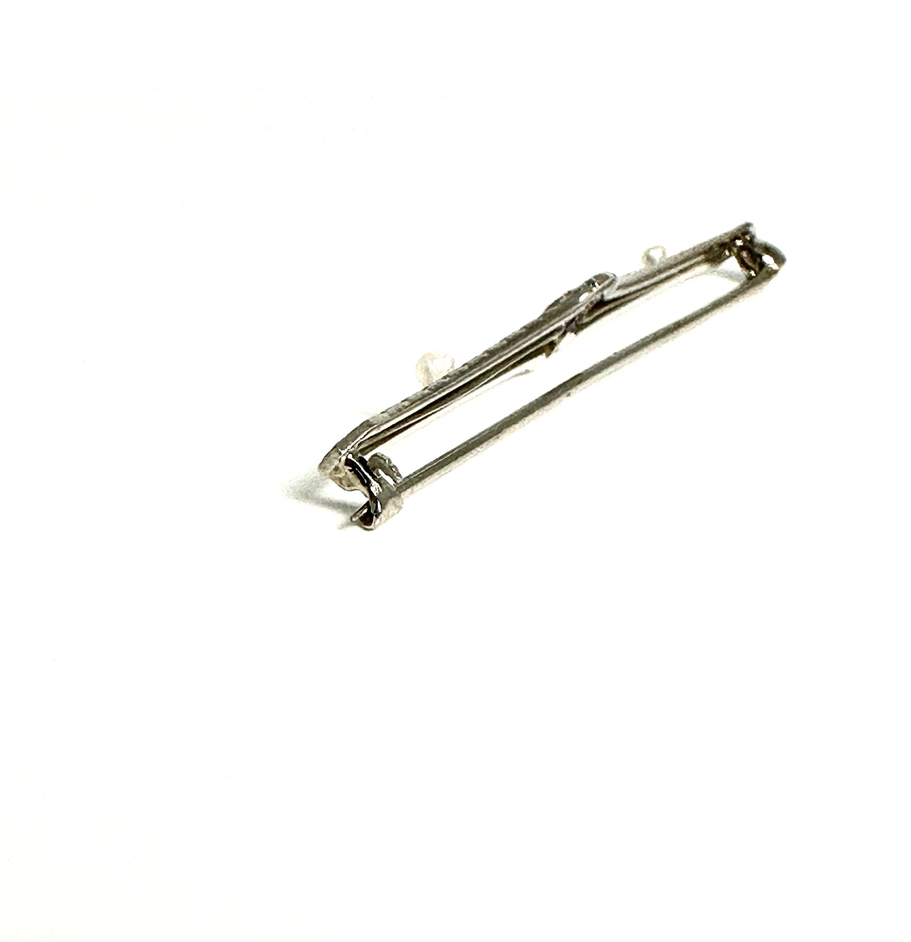 Elegant 10K White Gold Amethyst & Pearl Pin, Edwardian Style Amethyst Brooch