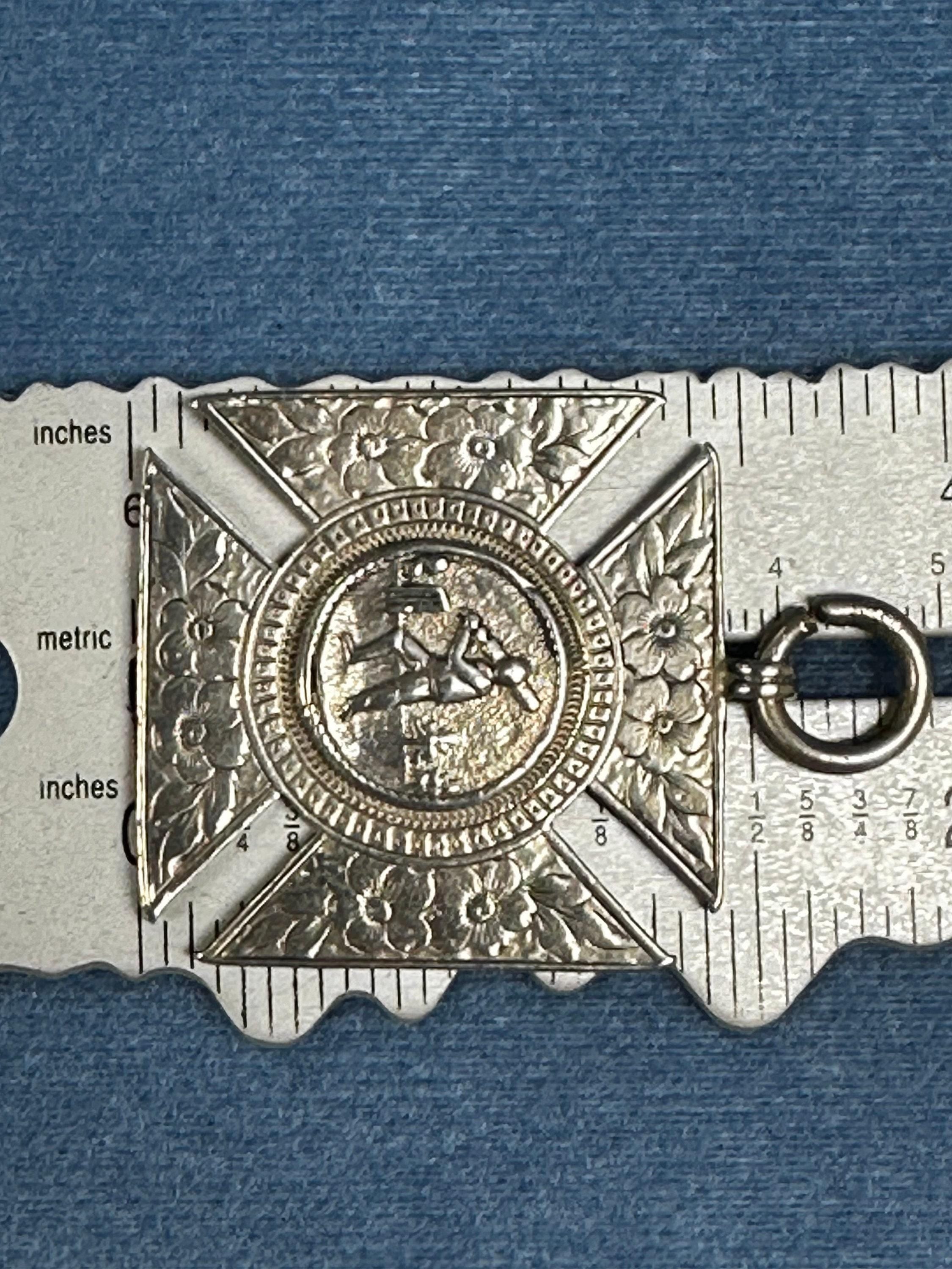 Sterling Silver Hallmarked Cricket Medal with Floral Accent