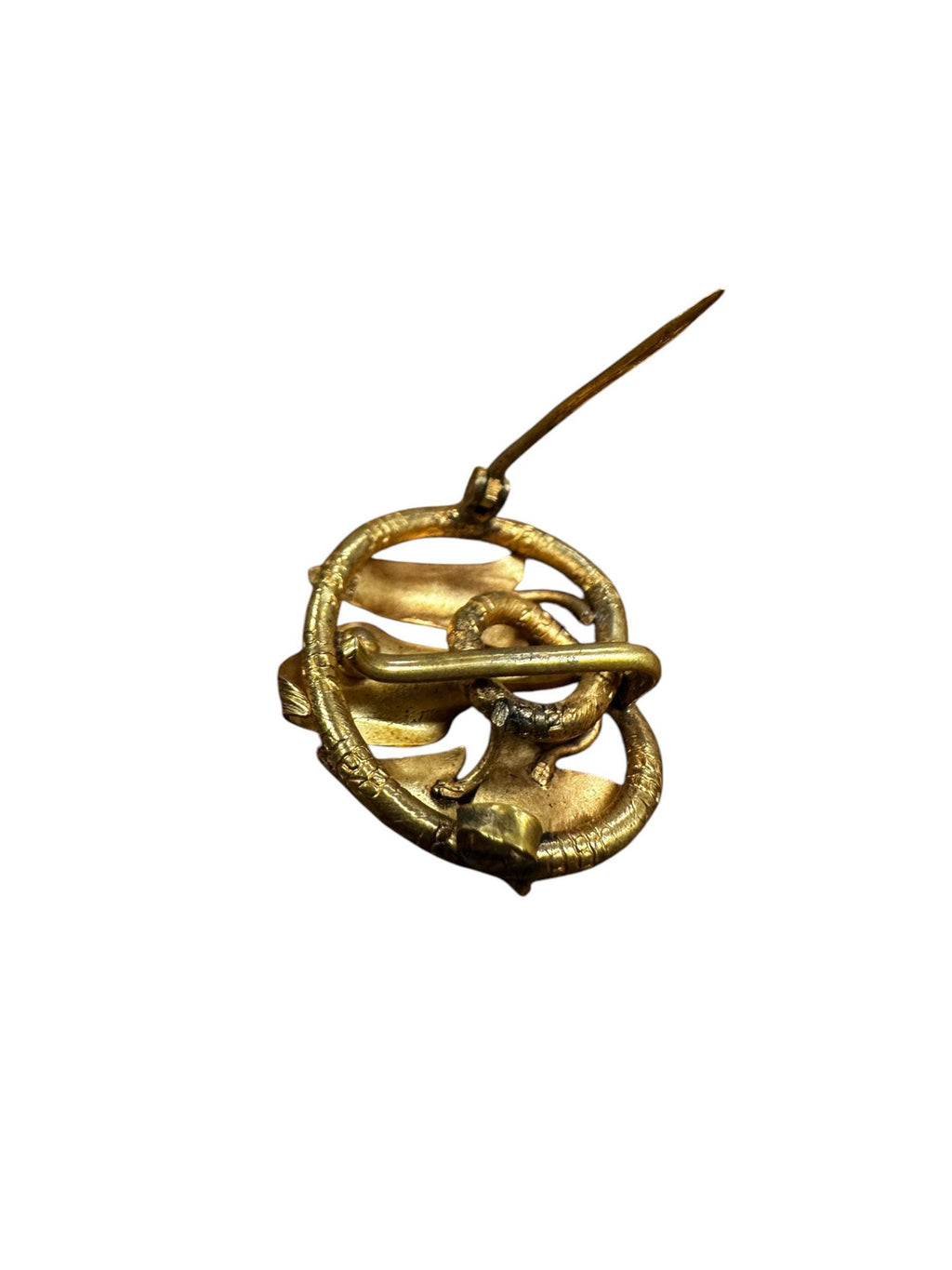 Vintage Art Nouveau Gold Filled Watch Pin with Freshwater Pearl & Rhinestone