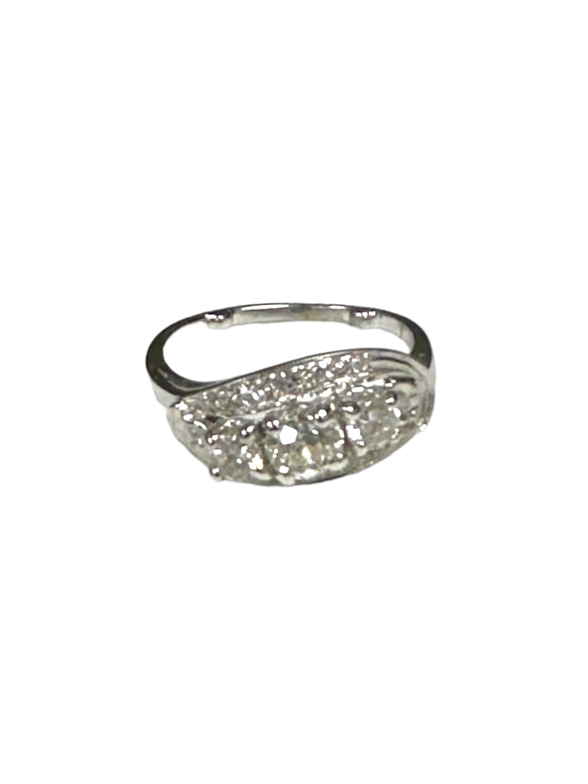 Ladies 14 Karat White Gold Diamond Cocktail Ring with Arthritic "Balls" in Shank