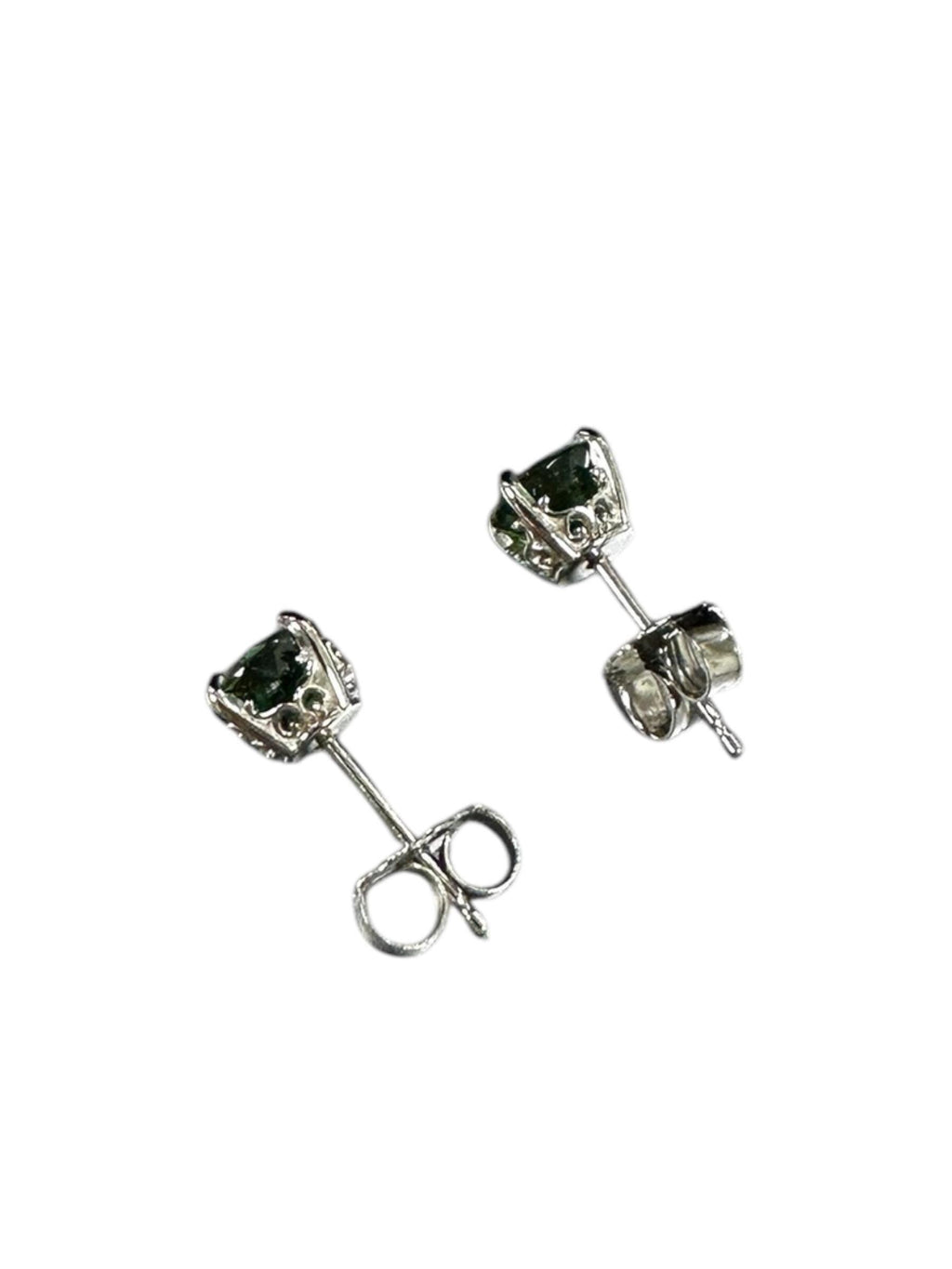 Elegant 14K White Gold Chrome Tourmaline Stud Earrings - 0.50ct Gems - Custom Selection