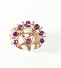 14K Yellow Gold Amethyst Moon and Star Brooch