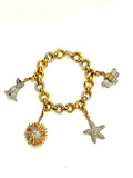 Gold Plated Metal Alloy Swarovski Crystal Charm Bracelet