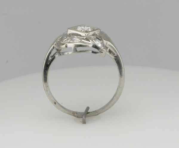 1950s White Gold Diamond Cocktail Ring, 0.25 Carat, Size 6.75