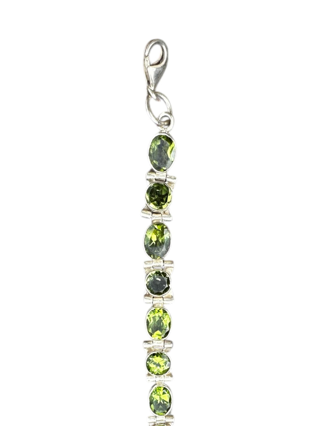 Sterling Silver Peridot Link Bracelet, Gemstone Bracelet