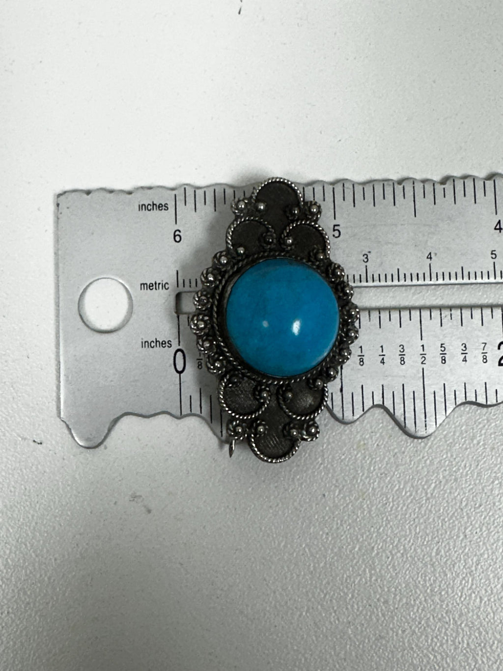 Unique Turquoise Statement Pin in Oxidized Silver