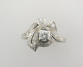 1950s White Gold Diamond Cocktail Ring: 0.34 Carat Center Stone