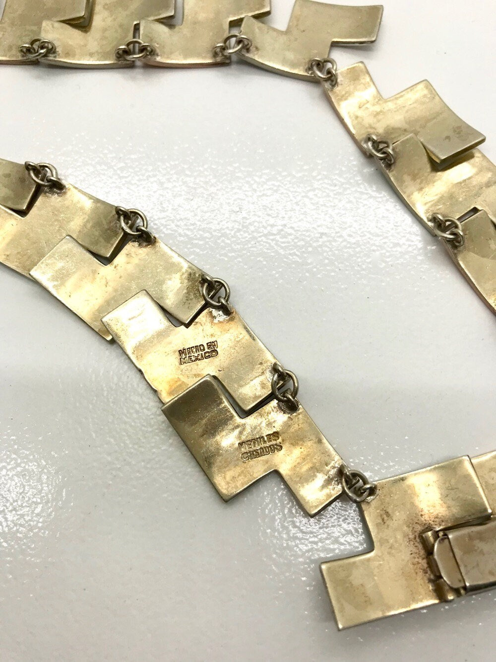 Mixed Metal Necklace Bracelet Earring Set: Sterling Silver, Brass & Copper