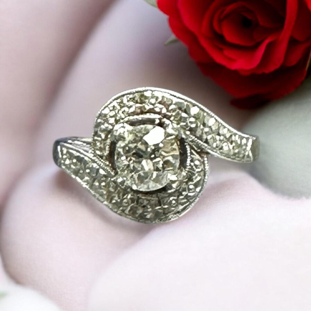 1950's Old European Cut Diamond Engagement Ring - 0.50 Carat Cocktail Ring
