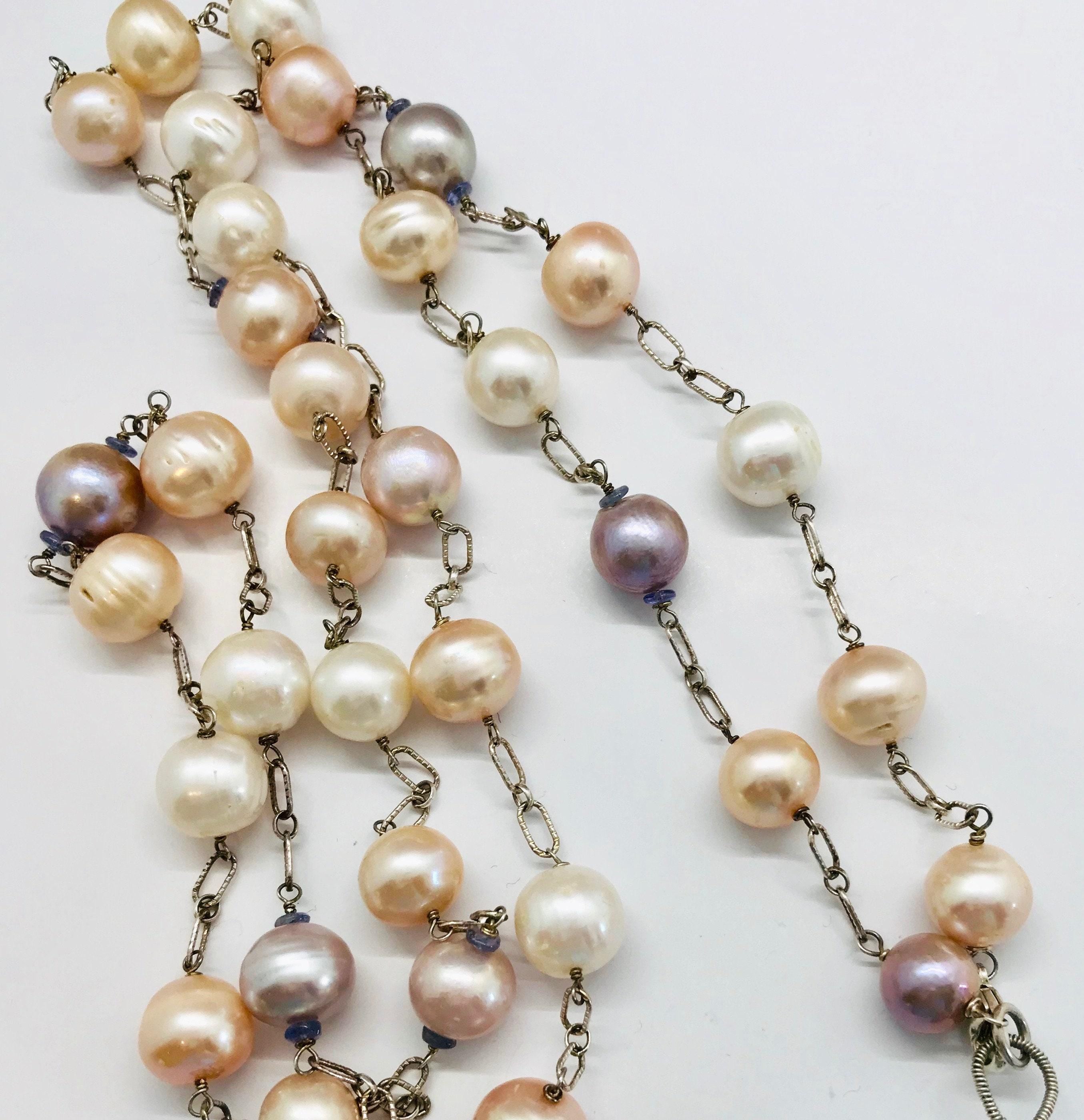 Sterling Silver Fresh Water Pearl Necklace with Rose Quartz Pendant