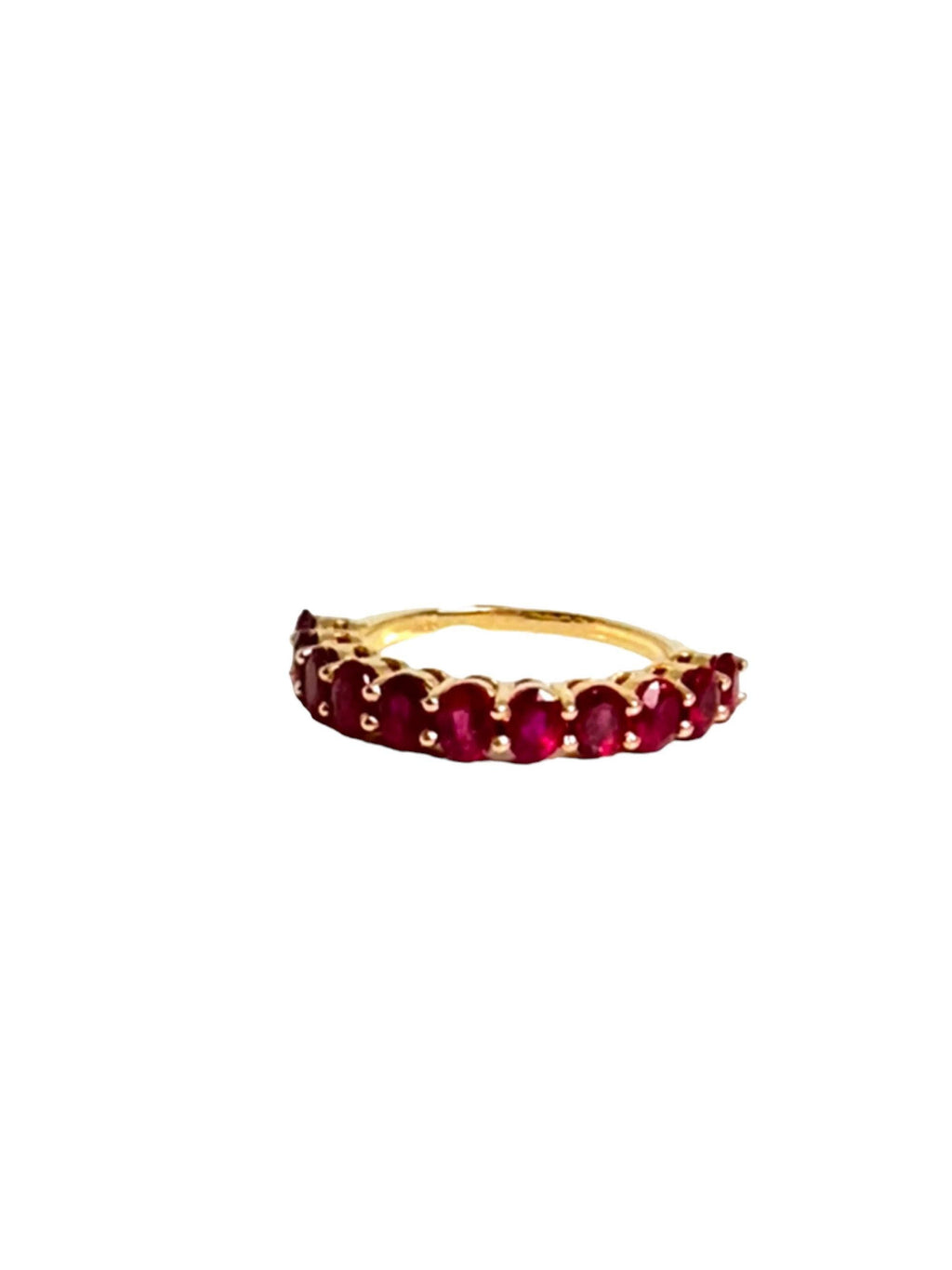 Red and Gold Magic: Vintage 14k Yellow Gold Ruby Band Ring - A Symbol of Love