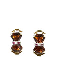 Yellow Gold Art Deco Citrine Ruby Earrings: Screw Back