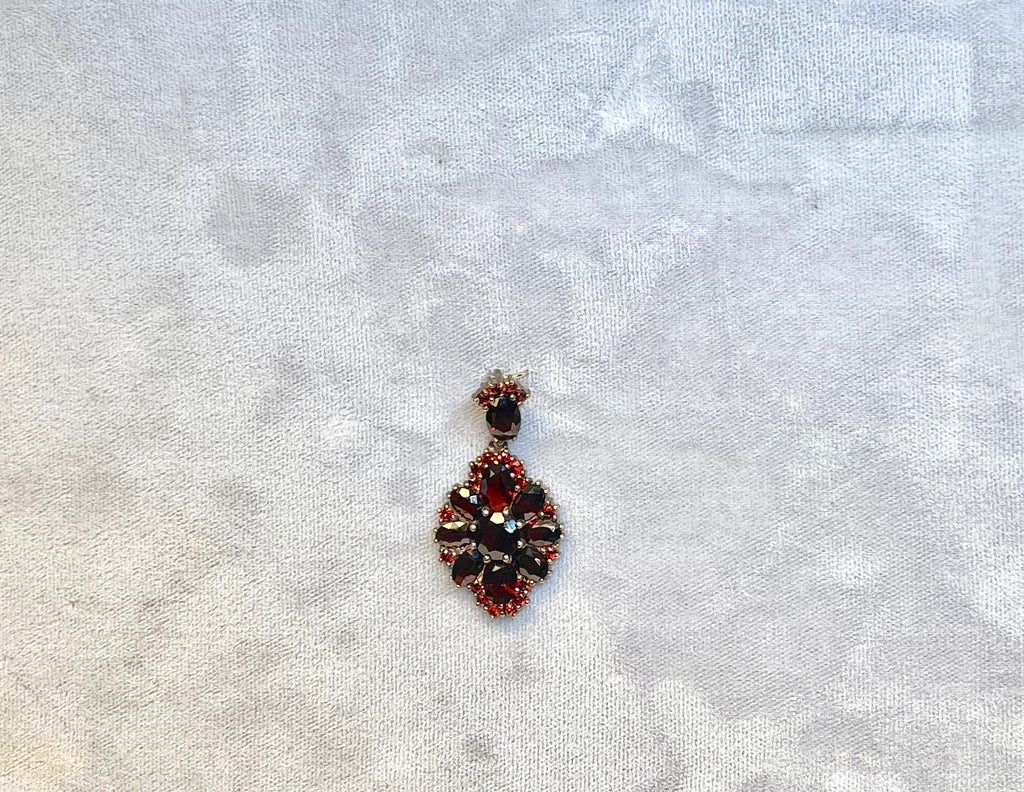 Vintage Sterling Silver Garnet Cluster Pendant - January Birthstone