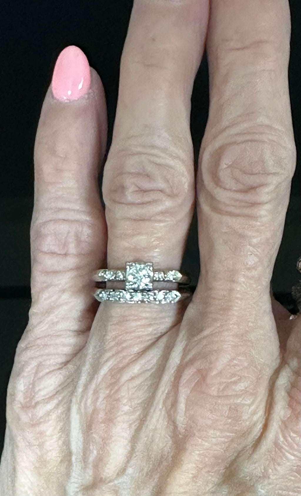 14 Karat White Gold Diamond Vintage Wedding Set