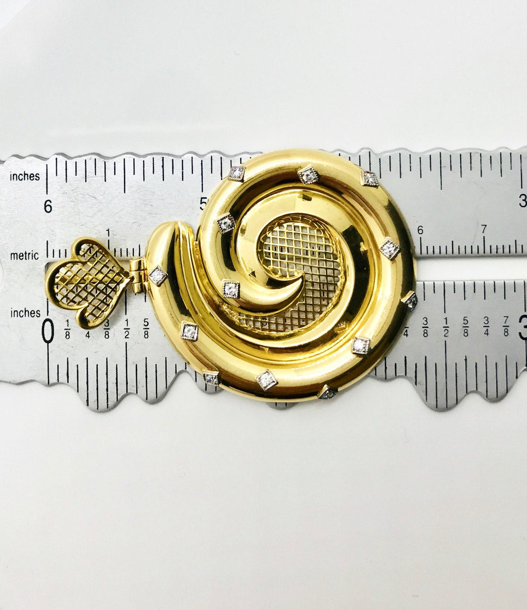 Vintage 14k Gold Diamond Spiral Pendant