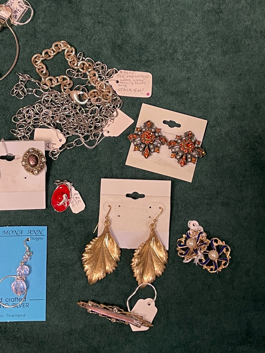 Mixed Jewelry Lot: Sterling Silver Rings, Earrings, Charms, Costume Pieces