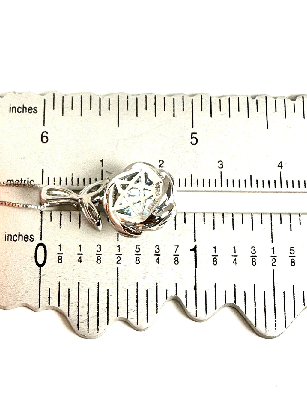 14K White Gold Flower-Cut Blue Topaz Diamond Necklace