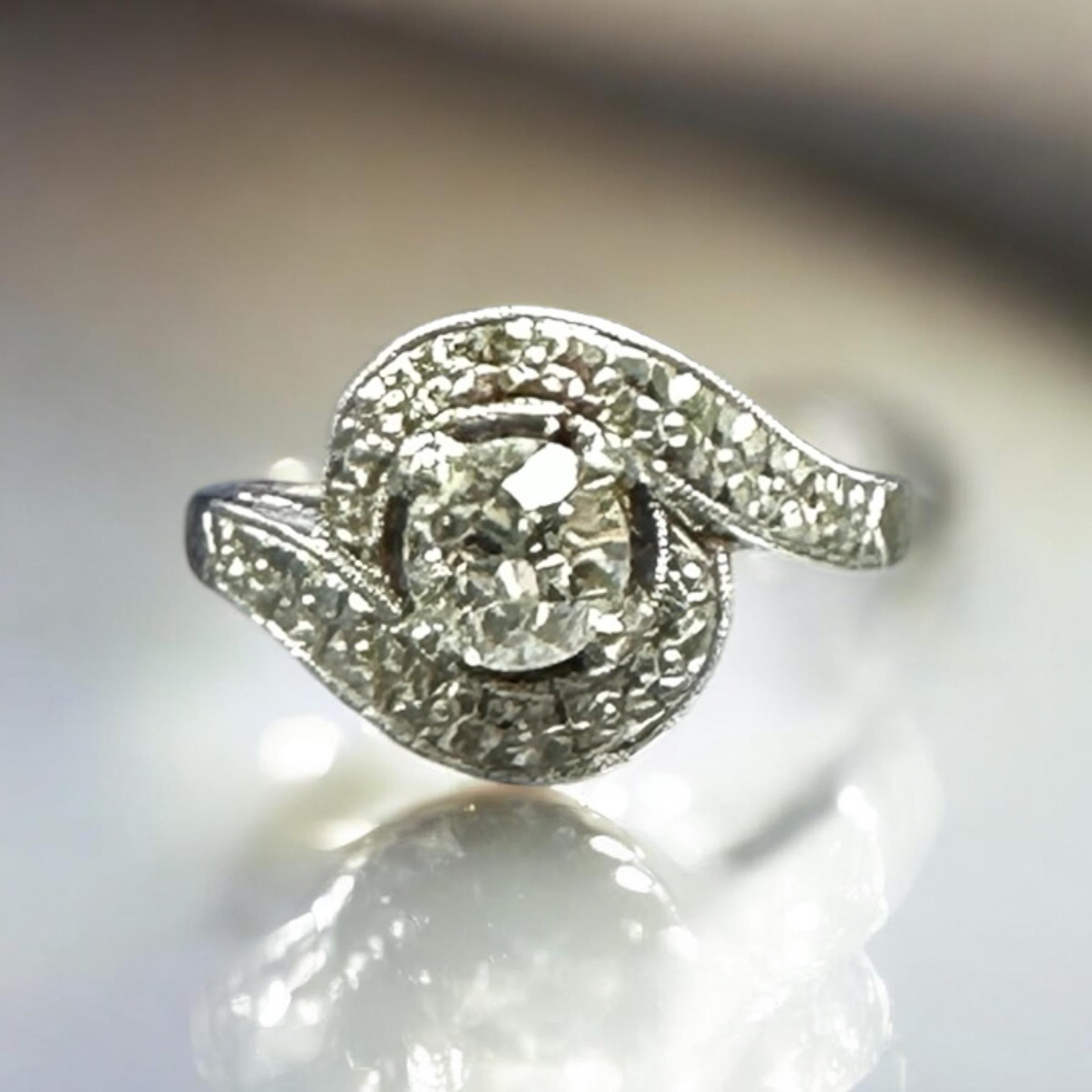 1950's Old European Cut Diamond Engagement Ring - 0.50 Carat Cocktail Ring