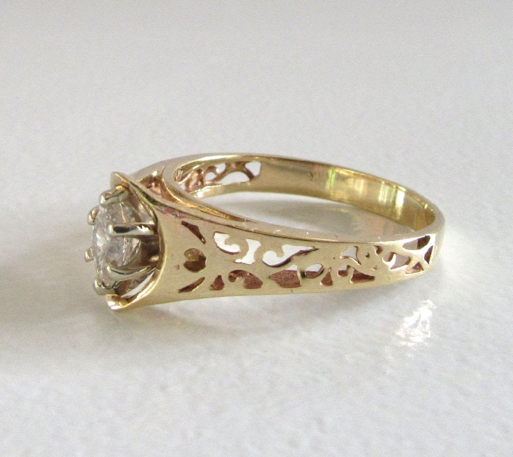 SOLD  Vintage 14k Yellow Gold Marquise Diamond Engagement Ring (0.36 Carat)
