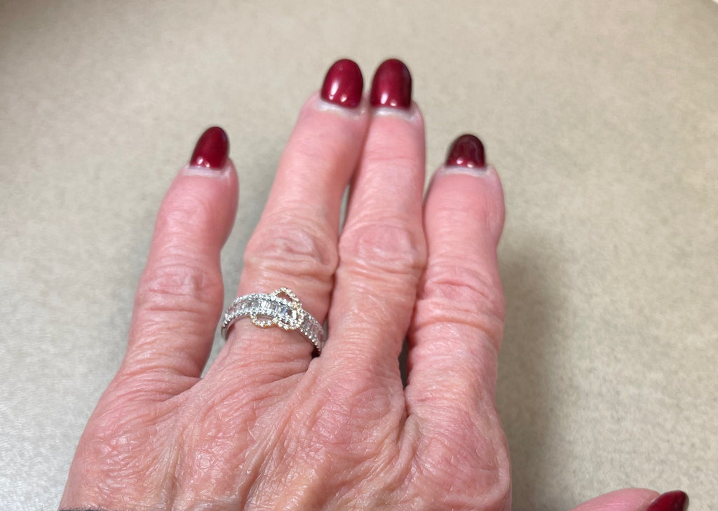 Diamond Heart Ring, 14k White Gold Band, Promise Ring