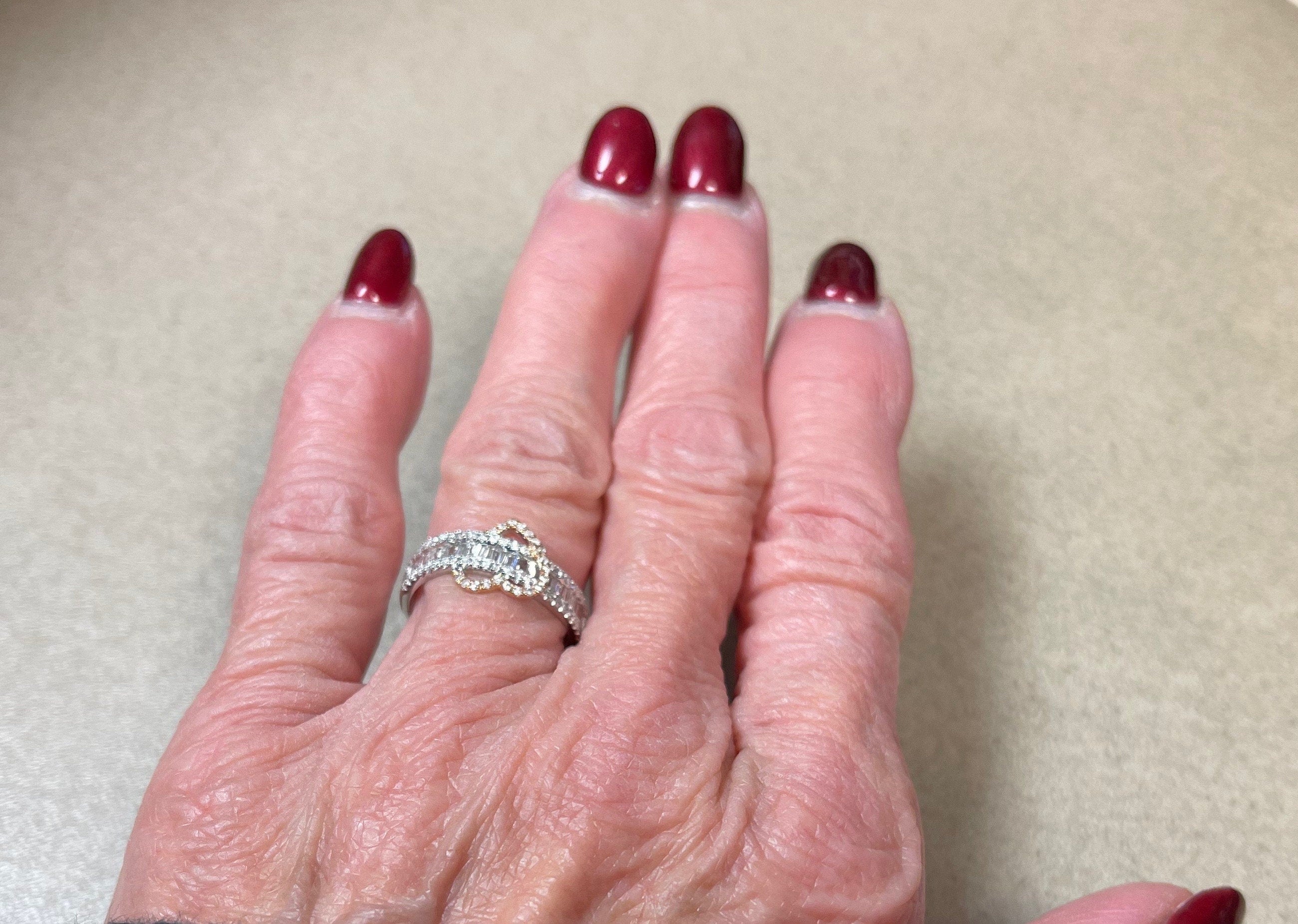 Diamond Heart Ring, 14k White Gold Band, Promise Ring